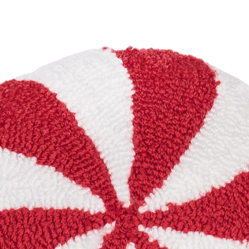 Mini Round Peppermint Hooked Pillow