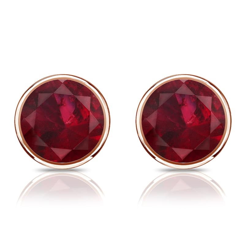 Auriya 14k Gold 1/2ctw Bezel-set Ruby Gemstone Stud Earrings