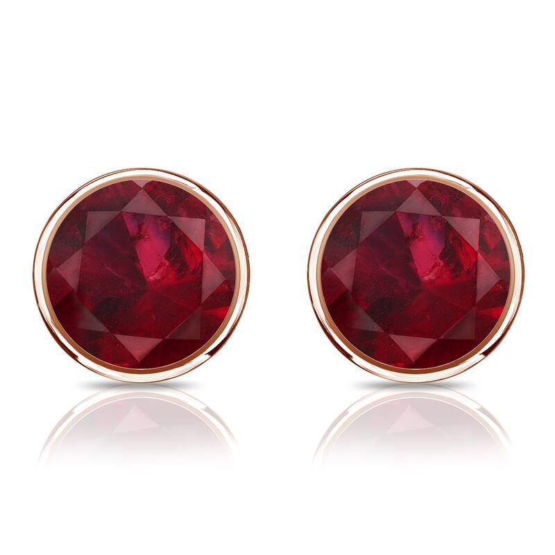 Auriya 14k Gold 2/5ctw Bezel-set Ruby Gemstone Stud Earrings