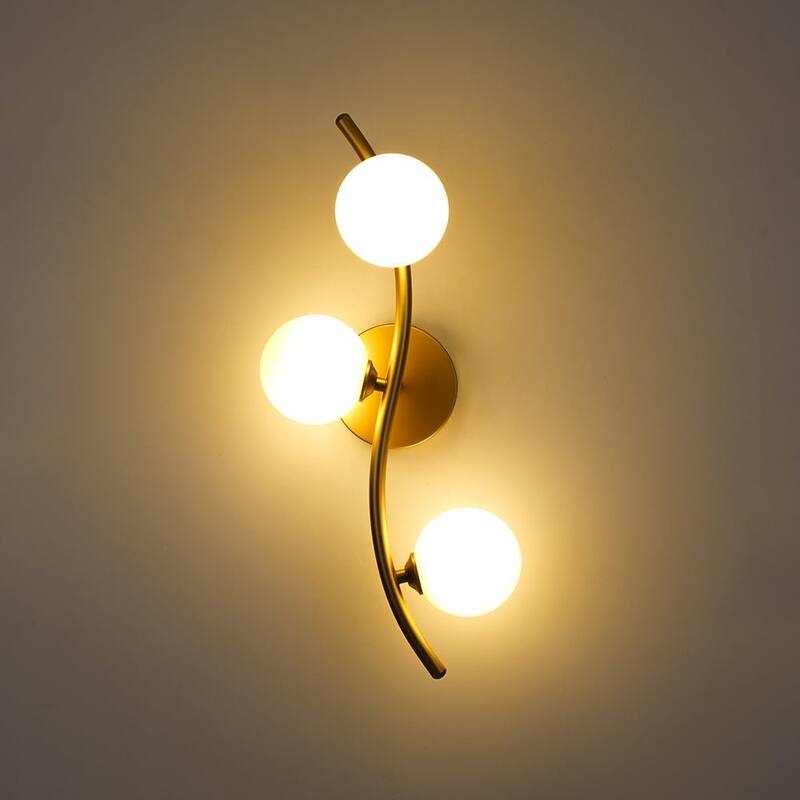 Versatile 3-Light White Glass Globe Wavy Ceiling Light Vanity Sconce