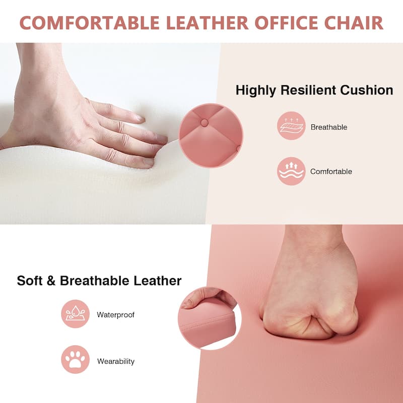 Javlergo Armless Office Desk Chair, PU Leather Mid-Back Adjustable Height 360° Rolling Swivel