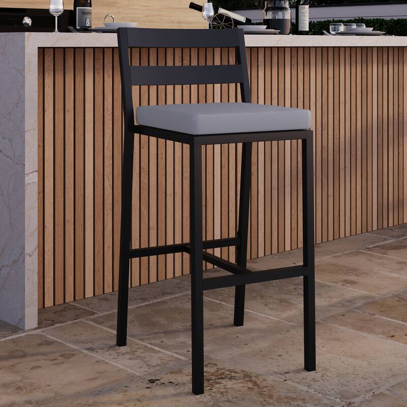 Chelsea Patio Bar Stool in Powder-Coated Aluminum Frame with Removable Cushion