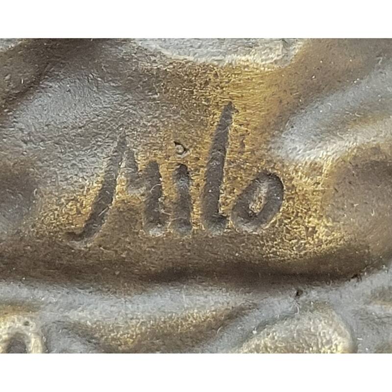 Bronze Sculpture Of Woman In Traditional Dress Holding Basket Of Flowers - Rustic Country Lady Statue