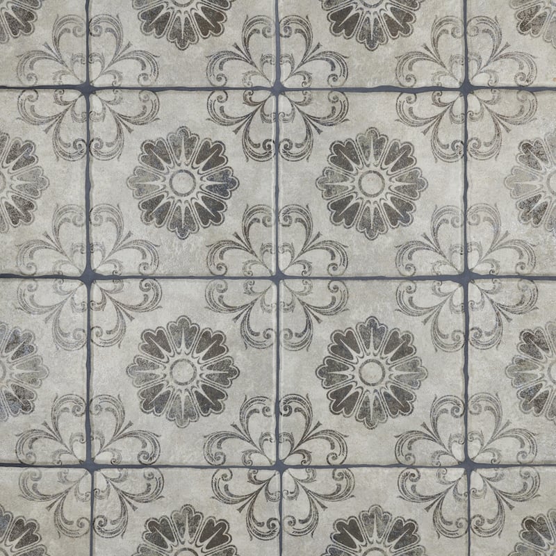Merola Tile Costa Cendra Decor Fleur 7-3/4" x 7-3/4" Ceramic Floor and Wall Tile