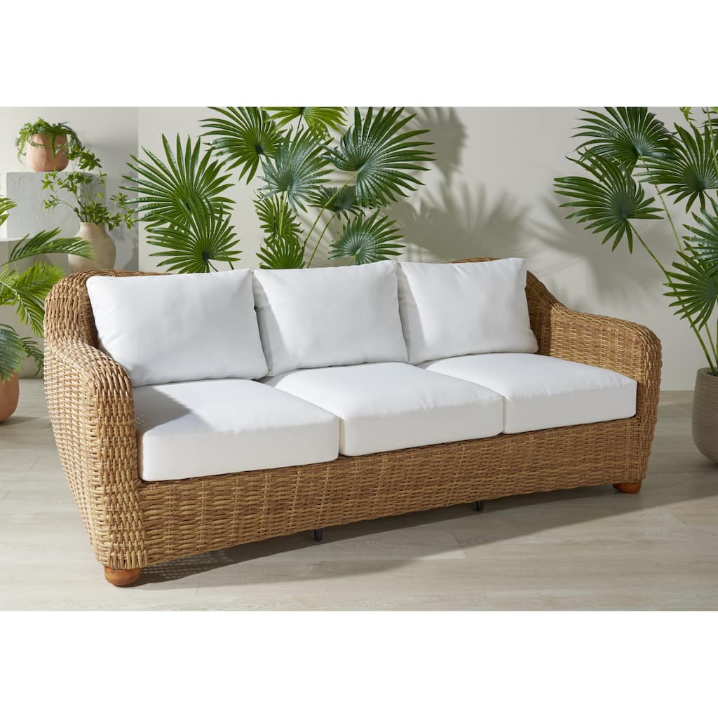 SAFAVIEH Couture Melbourne Wicker Patio Sofa - 81"W x 36"D x 32"H