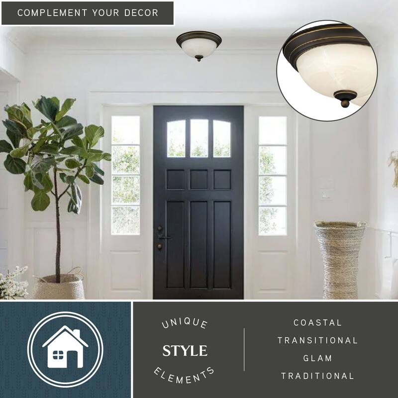 Stevens 2-Pack LED Transitional Flush Mount Ceiling Light Fixture White Alabaster Glass