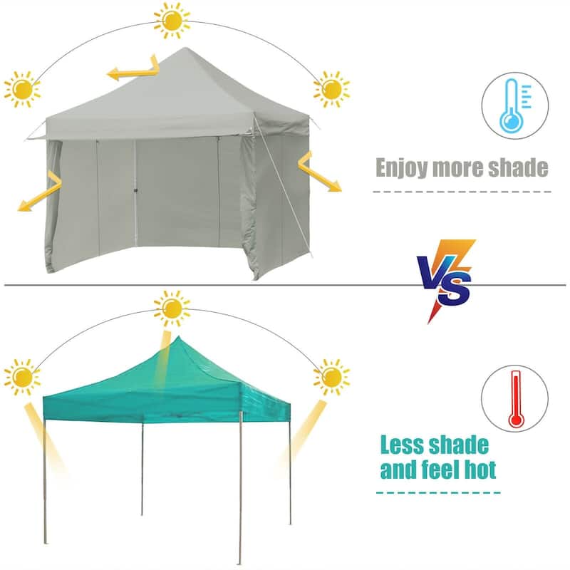 Pop up Gazebo with 4 Height and Adjust Folding Awning - 10' x 10' (L x W x H)