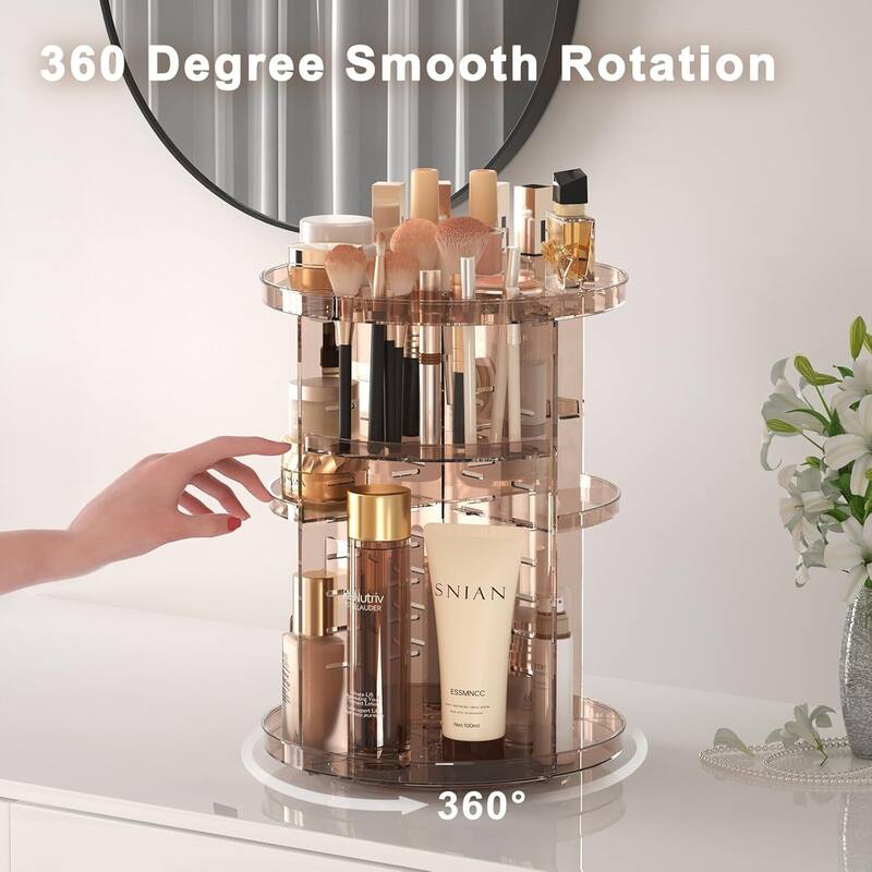 Rotating Makeup Organizer, DIY 8 Adjustable Layers Spinning Skincare Organizer