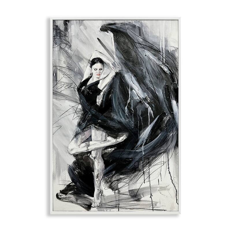 Stupell Elegant Dancer Abstract Framed Giclee Art Design By Lucille Lee - 20 x 30 - White