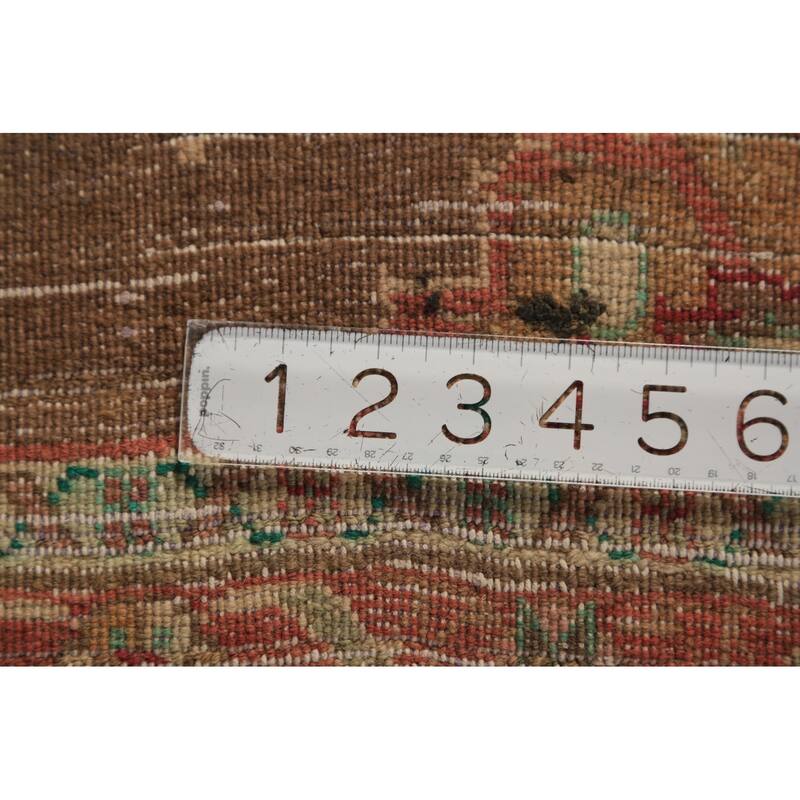 Brown Floral Mahal Persian Runner Rug Handmade Wool Carpet - 3'4"x 10'11"