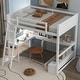 preview thumbnail 4 of 16, Full Size Loft Bed with L-shaped Multi-storage Desk, LED light and USB Charging Station, Storage Bench with 2 Drawers, White