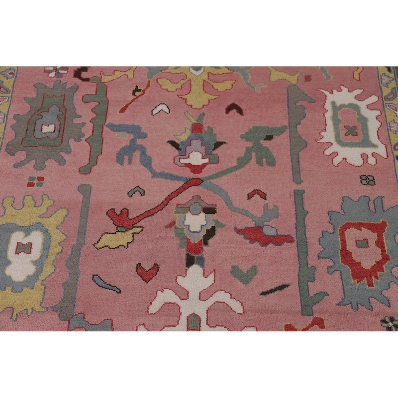 Pink Oushak Indian Area Rug Handmade Wool Carpet - 9'0"x 11'10"