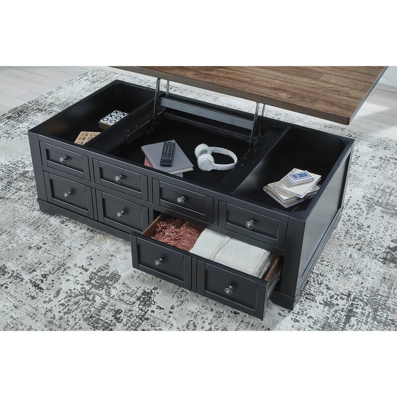Signature Design by Ashley Wildenauer Brown/Black Lift-Top Coffee Table - 52" W x 28" D x 19" H