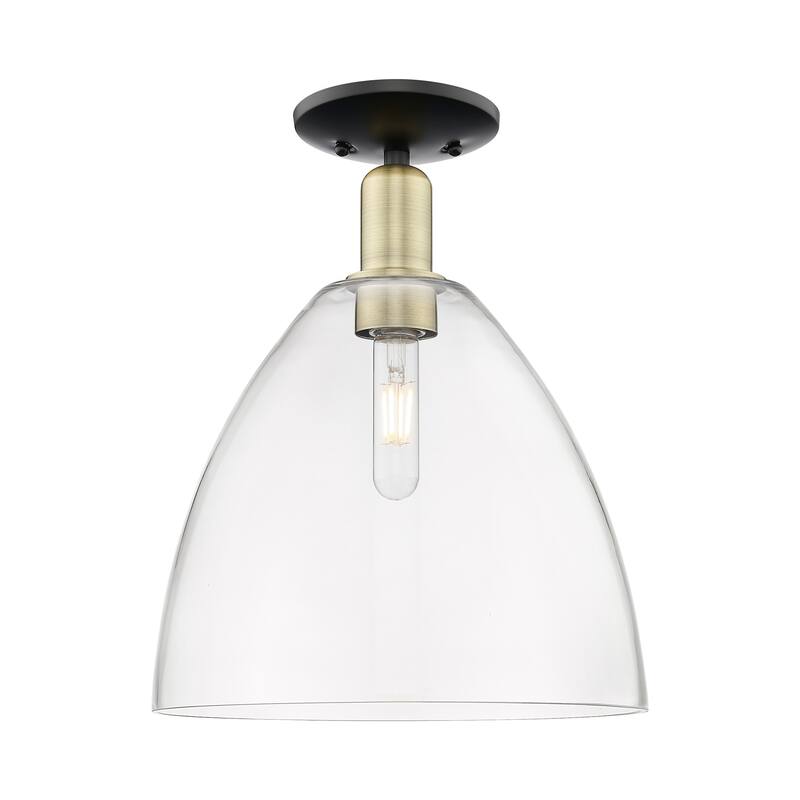 Innovations Lighting 716-1C-15-12 Bristol Semi-Flush Bristol 12" Wide - Black Antique Brass / Clear