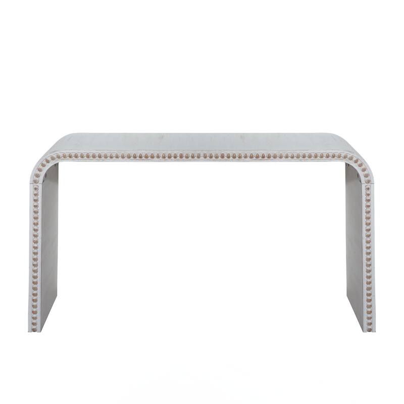 Entryway Table, Curved Waterfall-style Table,Console table with wood beads,Entrance Table for Entryway, Hallway, Living Room