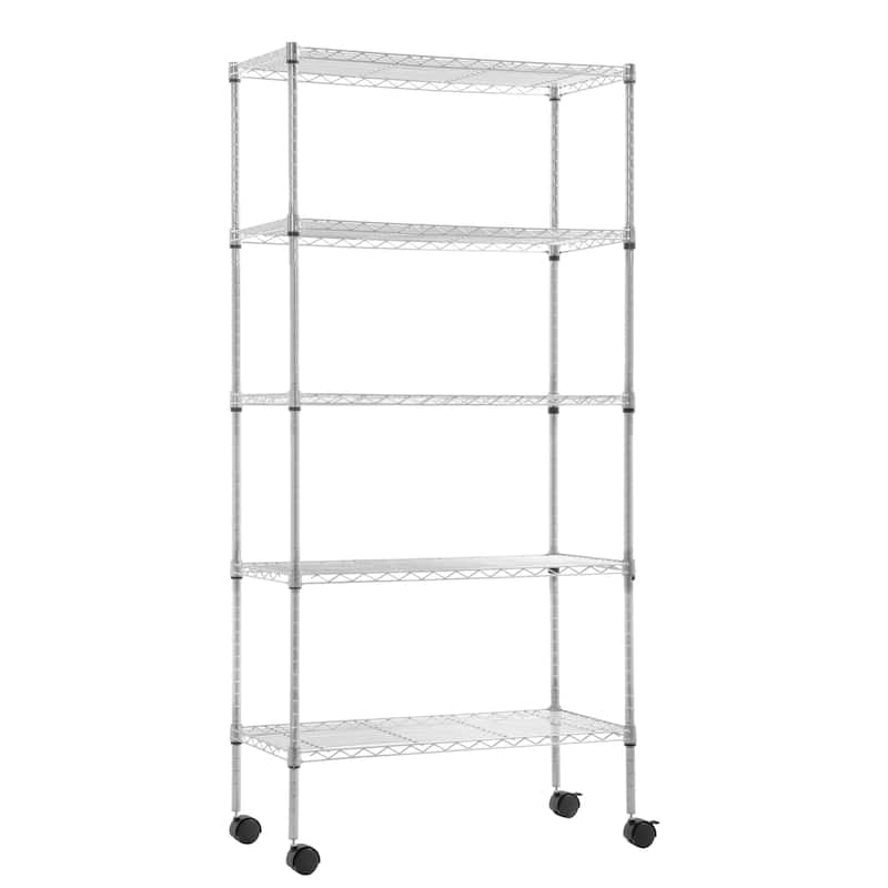Atwood 5-Tier NSF Certified Wire Shelving Rack with Adjustable Shelving and Includes Wheels