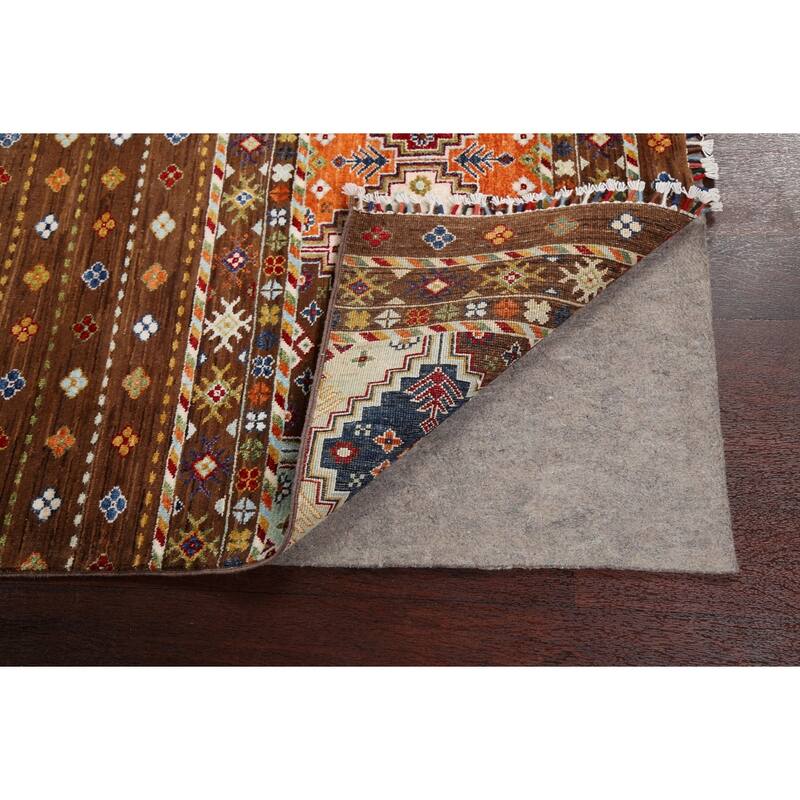 Brown Geometric Kazak Persian Living Room Area Rug Wool Hand-knotted - 6'9" x 9'9"