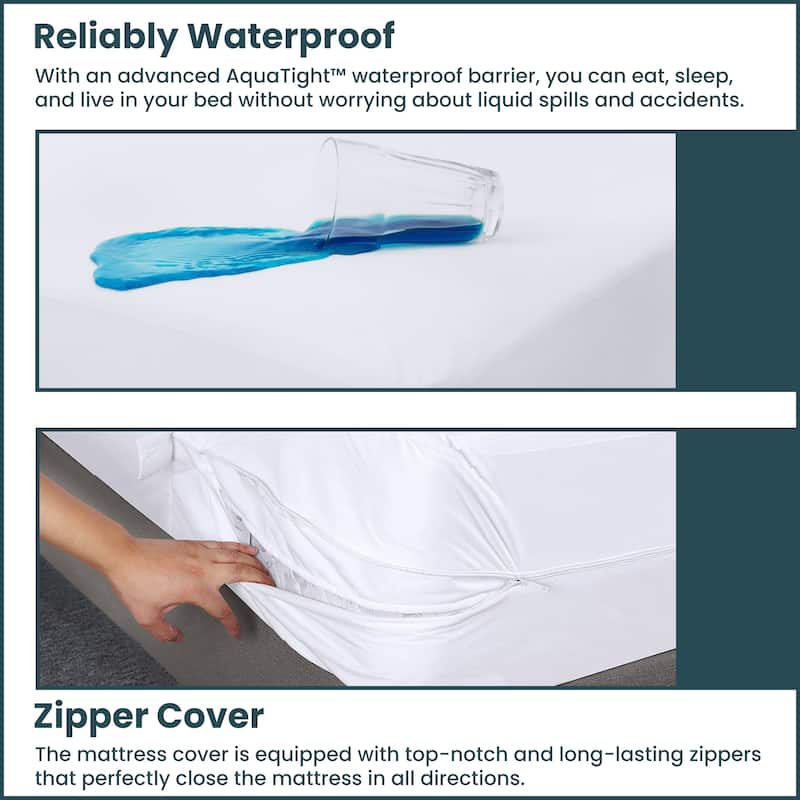 Onetan, Mattress Protector, Ultra Soft-Premium Breathable & Noiseless Cover, Water Proof, Zippered, Fits Mattress 6” to 9”,white