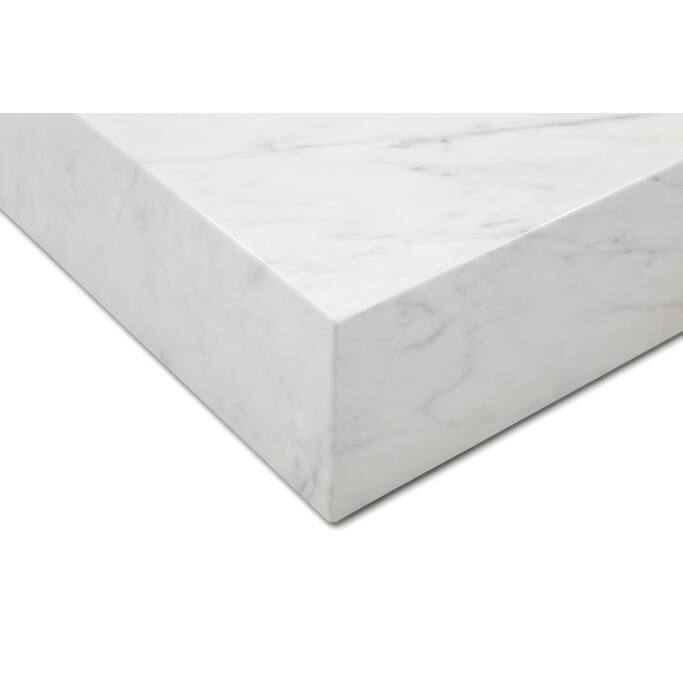 HomeRoots 55" White Genuine Marble Block Coffee Table - 55.00 in. x 11.00 in. x 32.00 in.