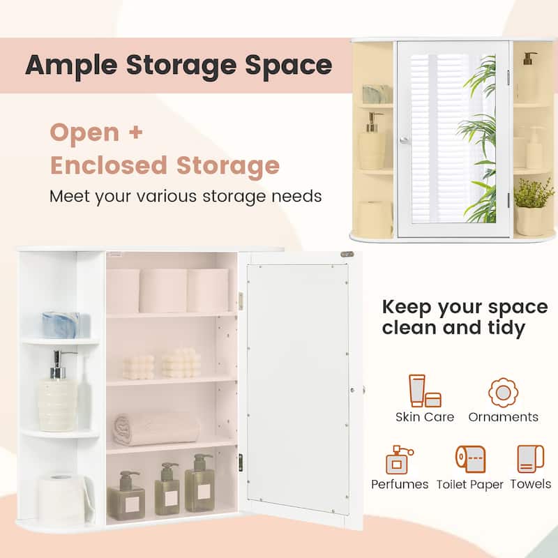Multipurpose Wall Surface Bathroom Storage Cabinet Mirror - See Details