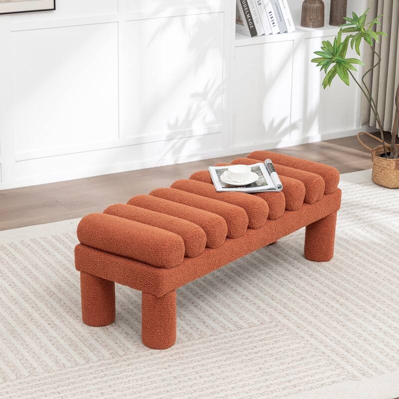 SEYNAR Modern Teddy Velvet Upholstered Rentangle Ottoman