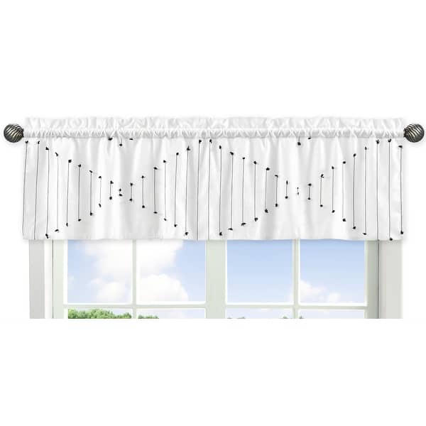 slide 2 of 6, Sweet Jojo Designs Black and White Boho Stitch Unisex Window Curtain Valance Farmhouse Bohemian Southwestern Minimalist Ivory