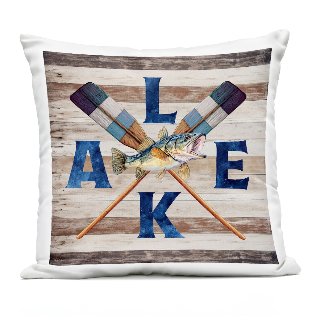 Stupell Rustic Lake Boat Oars Printed Outdoor Throw Pillow Design by Nicole DeCamp
