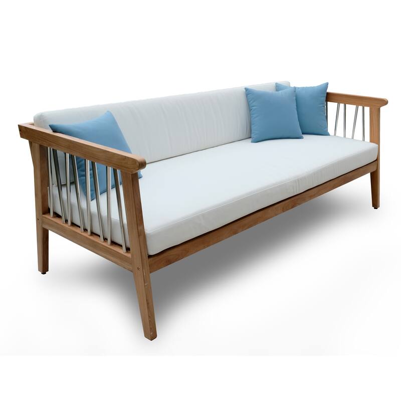 ROSSIO - Moshet Teak Outdoor Converation Set for 5 Person, Brown Natural Wood