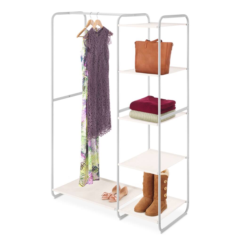 Whitmor Double Rod Closet with Shelves - White
