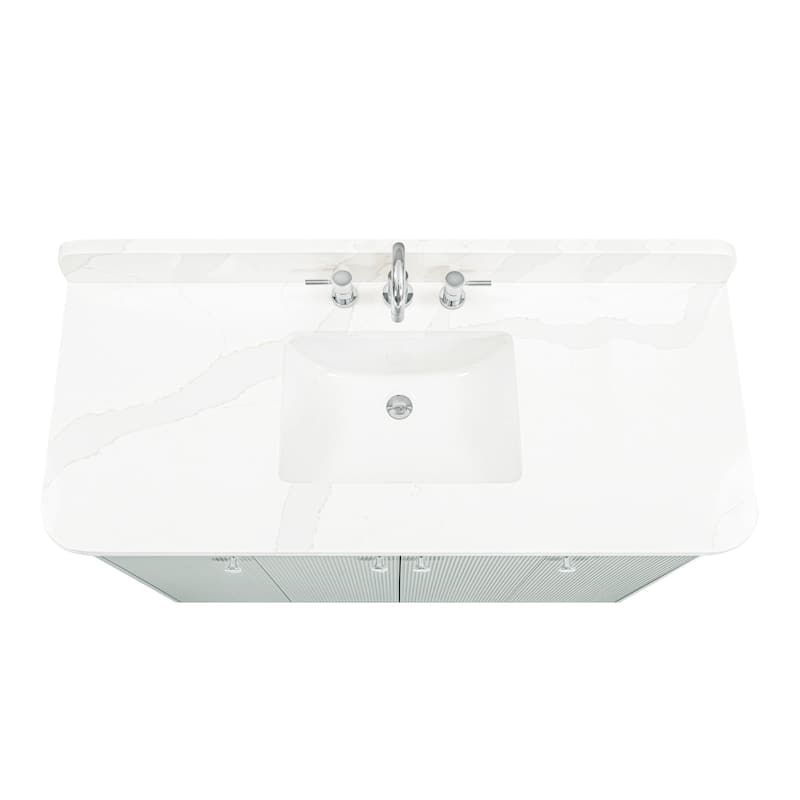 Haley Bathroom Vanity in Soft Sage with Alluring Quartz Top