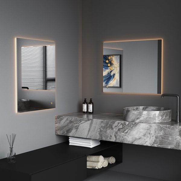 Wall mirror with backlight outlet
