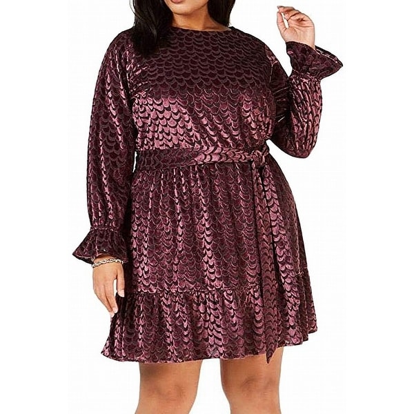 Michael Kors Women's Dress Purple Size 2X Plus A-Line Smocked Velvet. Opens flyout.