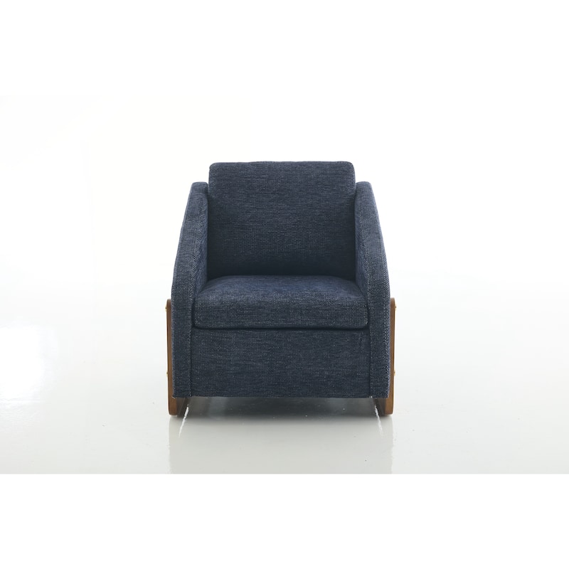 Modern Upholstered Armchair with Wooden Side Frame , Accent Leisure Chair with Cushioned Seat and Backrest
