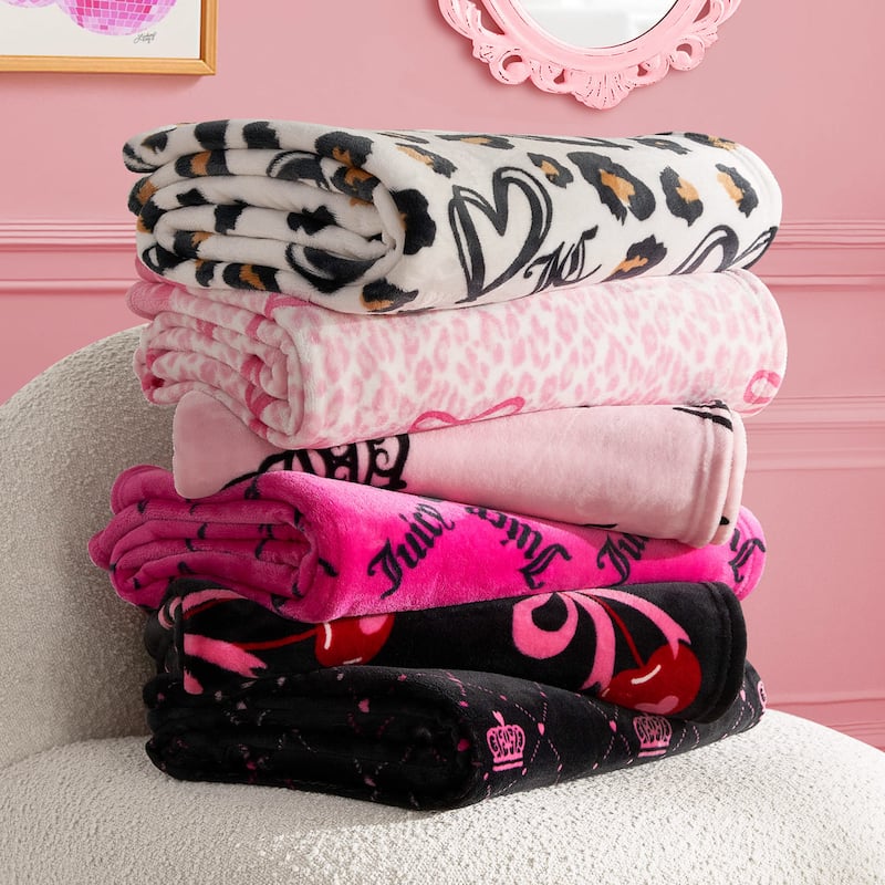 Juicy Couture Printed Plush Throw Blankets