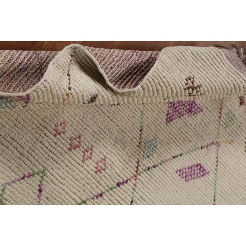 Geometric Moroccan Area Rug Handmade Wool Carpet - 5'10"x 9'9"