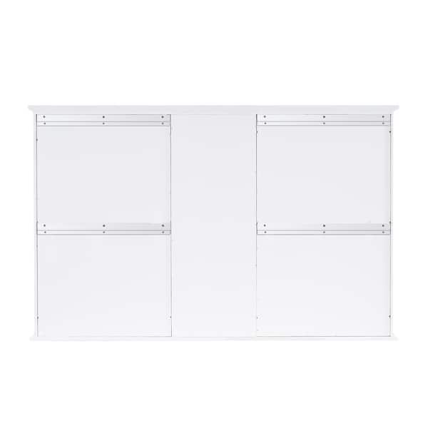 dimension image slide 11 of 12, Modern Surface Mount Solid Wood Framed Medicine Cabinet With Mirror and Shelves