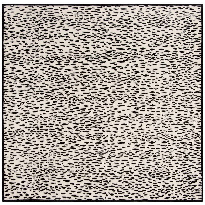 SAFAVIEH Handmade Marbella Goril Modern Polyester Rug - 6' Square - Ivory/Black