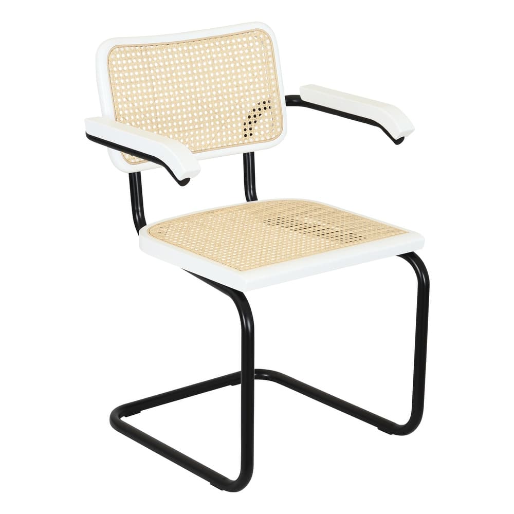 Breuer Chair Company Marcel Breuer Cesca Cane Cantilever Armchair Arm Chair w/ Black Steel Frame (Various Wood & Cane Colors)