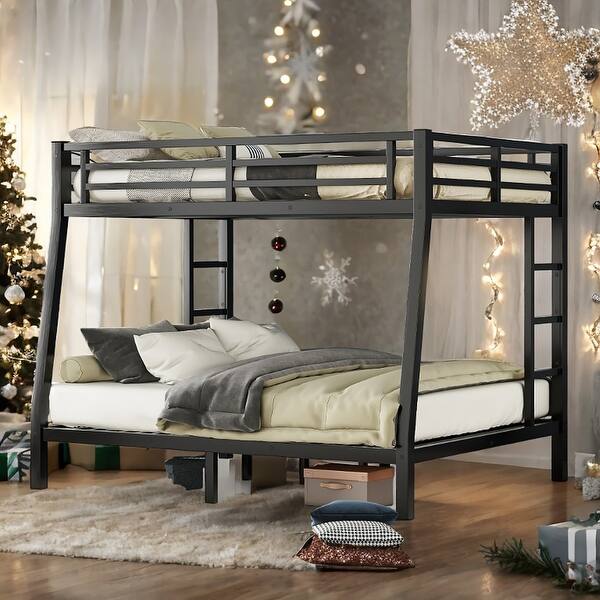 slide 2 of 10, Full XL over Queen Metal Bunk Bed for Teens and Adults Black