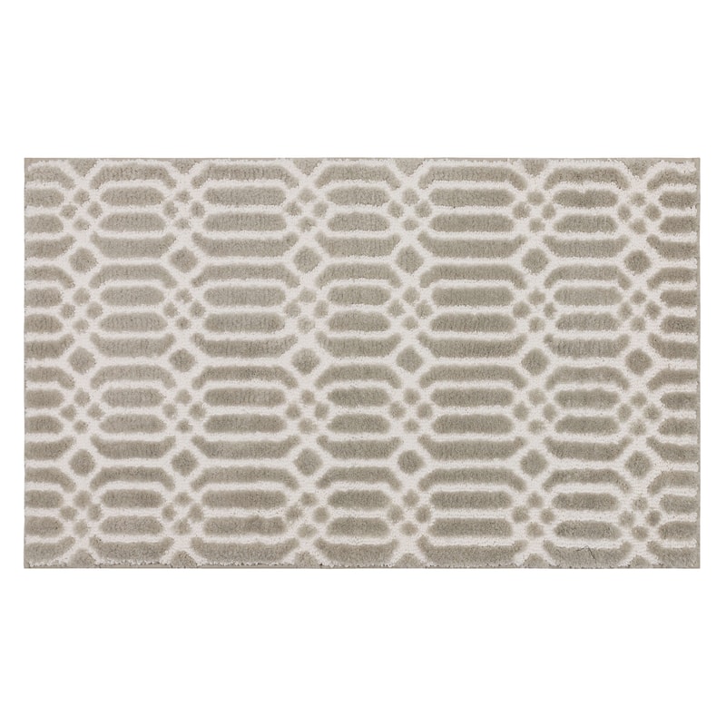 Mohawk Home Linkage Machine Washable Bath Mat - 1' 5" x 2' - Flint White Linkage
