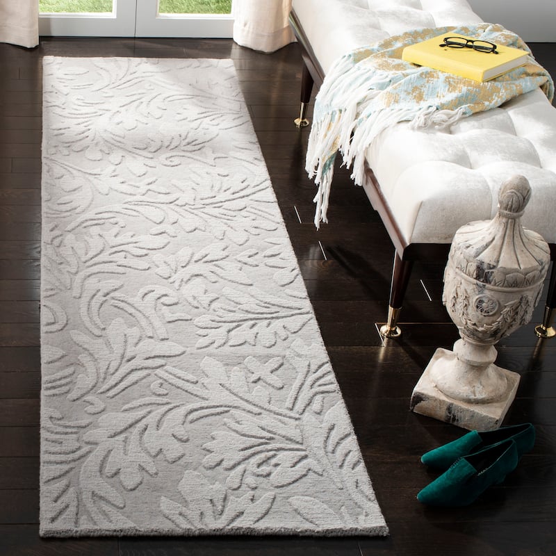 SAFAVIEH Handmade Impressions Zornitza Modern Scrolls Wool Rug - 2'3" x 8' Runner - Grey