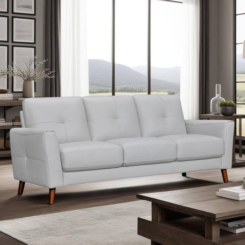 Almafi 82" Dove Gray or Brown Leather Sofa by Armen Living