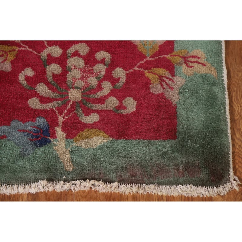 Vegetable Dye Art Deco Chinese Area Rug Hand-knotted Wool Carpet - 2'1"x 3'9"