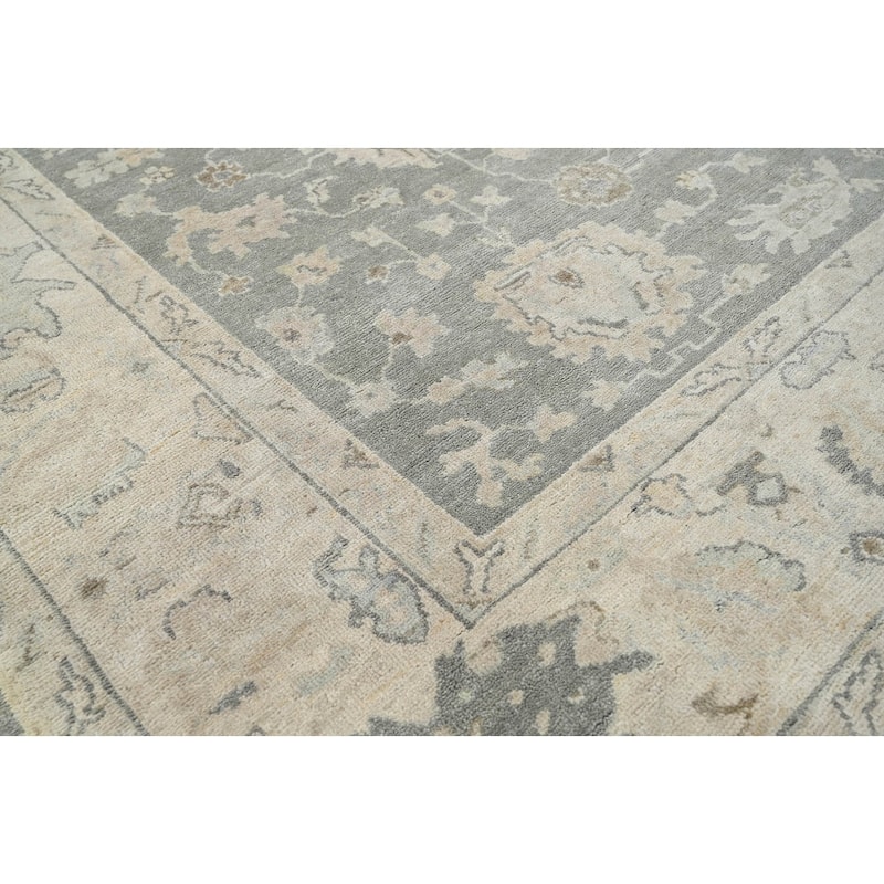 LoomBloom Multi Size Hand Knotted Turkish Oushak Gray Wool Area Rug