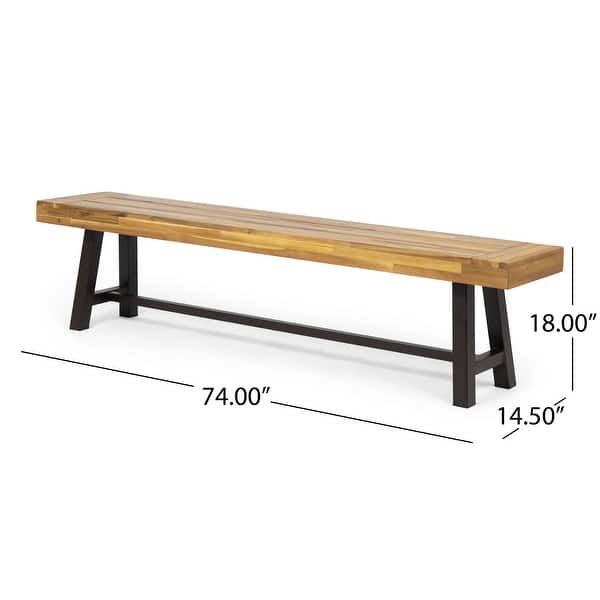 dimension image slide 1 of 4, Carlisle Acacia Wood Outdoor Bench by Christopher Knight Home