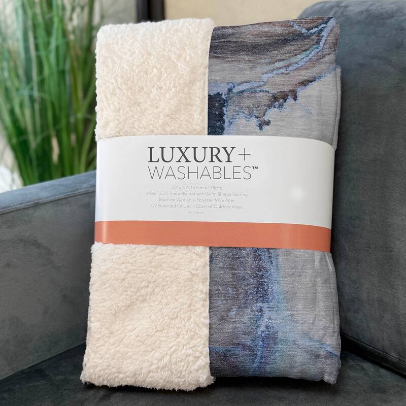 Premium Machine Washable Abstract Contemporary Sherpa Throw Blanket