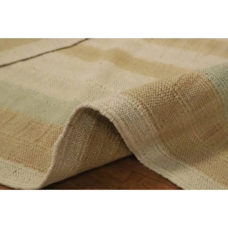 Hand Woven Oriental 100% Wool Carpet Southwestern Modern Beige & Ivories Kilim Area Rug - 5' 8'' X 4' 2''