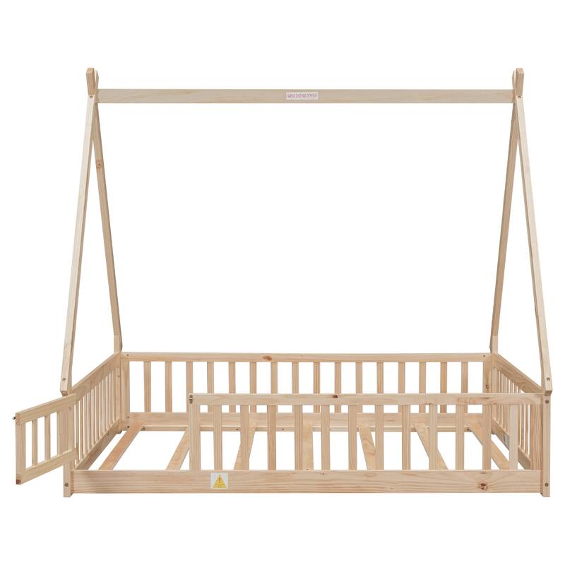Full Tent-shaped Floor Bed with Guardrails