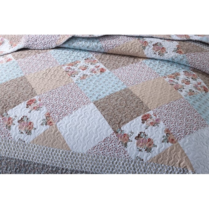 MarCielo 3 Piece Printed Quilt Set Lightweight Bedspread Set B75