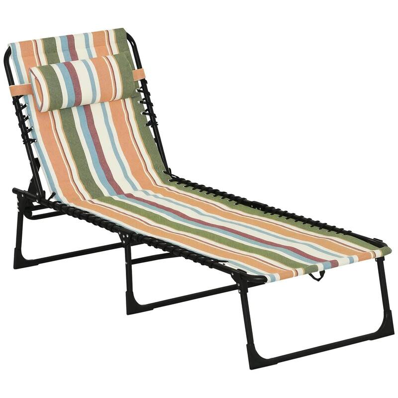 Foldable Chaise Lounge,4-Pos Recline,Trifold Portable,Breathable Mesh